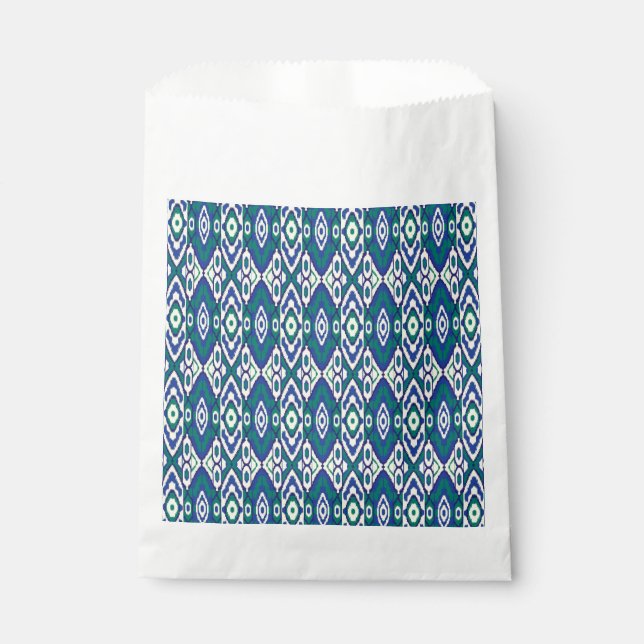 Bolsa De Papel un patrón azul y verde con fondo blanco (Anverso)