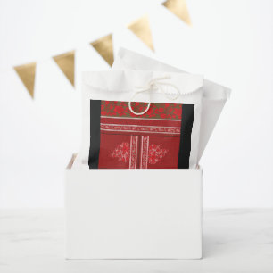 Bolsa De Papel un patrón cruzado con flores y vides rojas