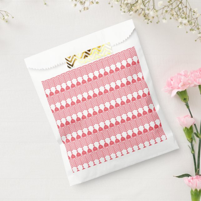 Bolsa De Papel Un patrón geométrico rojo y rosa que presenta inte (Sellado)