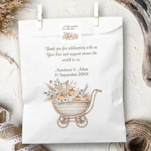 Bolsa De Papel Un pequeño Baby Shower de calabaza (A Little Pumpkin Is On The Way Baby Shower Thank You Bag)