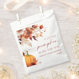 Bolsa De Papel Un pequeño calabaza rusto Baby Shower con flores d