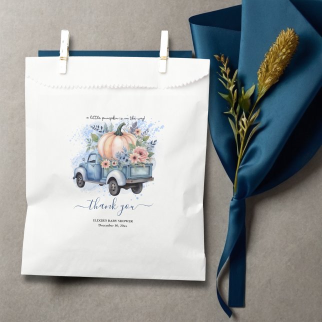 Bolsa De Papel Un pequeño camión de calabaza azul acuarela Baby S (Subido por el creador)