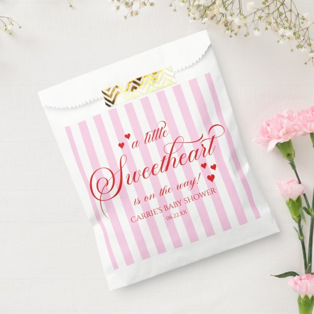 Bolsa De Papel Un pequeño corazón rosa rojo Shower de bebé (Sellado)