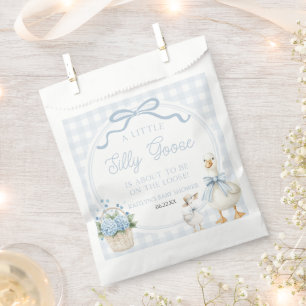 Bolsa De Papel Un pequeño ganso tonto lazo floral azul baby showe