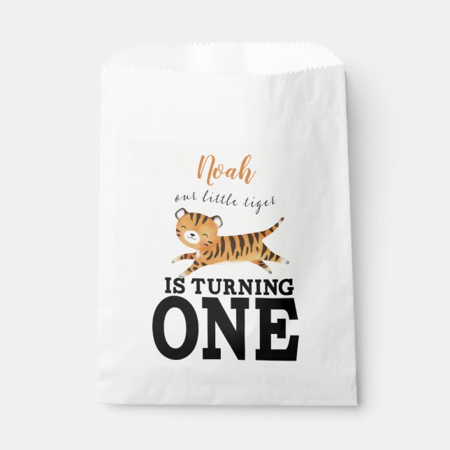 Bolsa De Papel Un tigre salvaje de jungla 1° cumpleaños (Anverso)