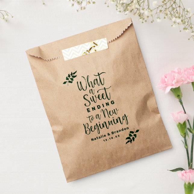 Bolsa De Papel Un Verde Simple Deja Lo Que Un Boda Dulce Final (Sellado)