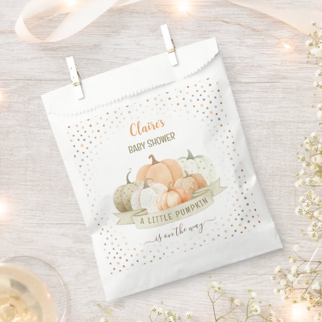 Bolsa De Papel Una Calabaza Está En Camino De Un Baby Shower Neut (Cortado)