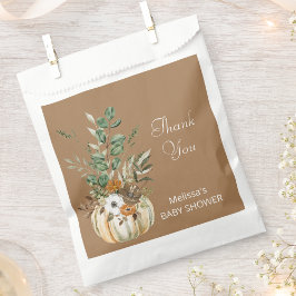 Bolsa De Papel Una calabaza está en camino floral marrón rústico