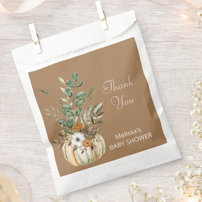 Bolsa De Papel Una calabaza está en camino floral marrón rústico (Subido por el creador)