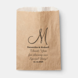 Bolsa De Papel Una simple boda elegante gracias Monogramada
