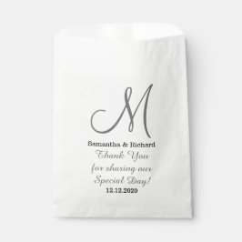 Bolsa De Papel Una simple boda elegante gracias Monogramada
