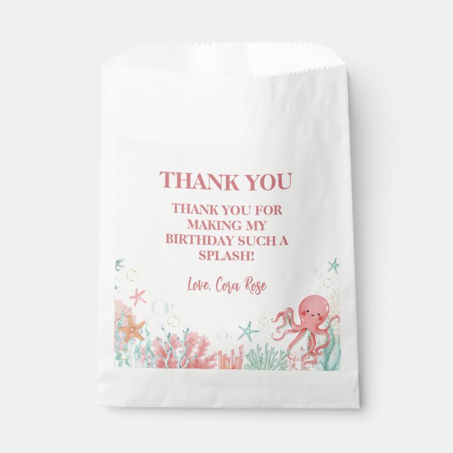 Bolsa De Papel Under the Sea Mermaid Girls Birthday Party (Anverso)