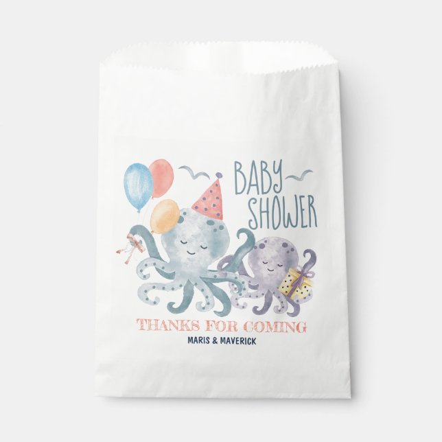 Bolsa De Papel Under the Sea Octopus Baby Shower Gracias (Anverso)