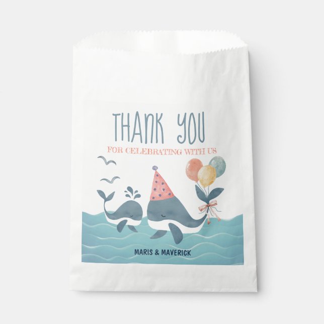 Bolsa De Papel Under the Sea Whale Baby Shower Gracias (Anverso)