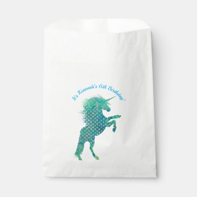 Bolsa De Papel Unicornio Azul, cumpleaños (Anverso)