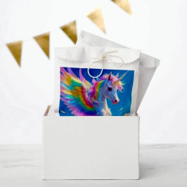 Bolsa De Papel Unicornio Bailarín de Alas de Arcoíris