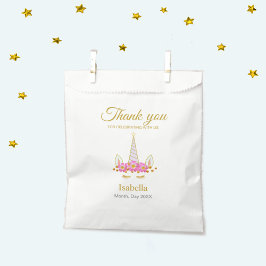 Bolsa De Papel Unicornio mágico de cumpleaños con confeti dorado