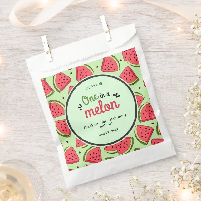 Bolsa De Papel Uno en un Melón Verano Primer Cumpleaños Gracias (Cortado)