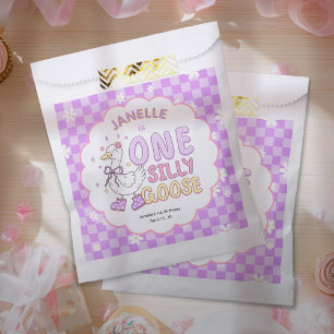 Bolsa De Papel Uno Morado Ganso Tonto - Cumpleaños Primera Niña
