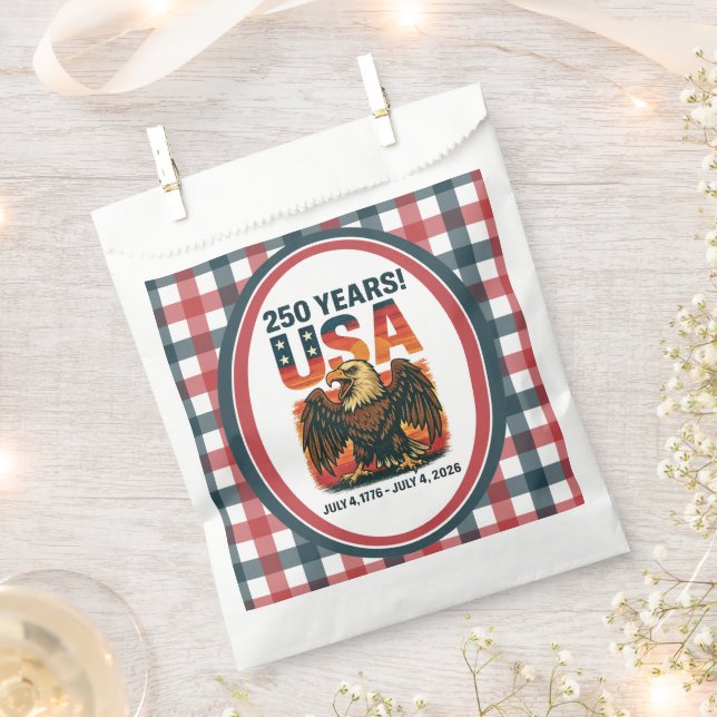Bolsa De Papel USA 250 Years – Patriotic Bald Eagle July 4th 2026 (Cortado)