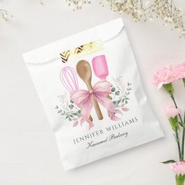Bolsa De Papel Utensilios de panadería acuarela lazo rosa persona