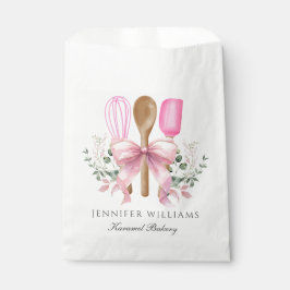 Bolsa De Papel Utensilios de panadería acuarela lazo rosa persona