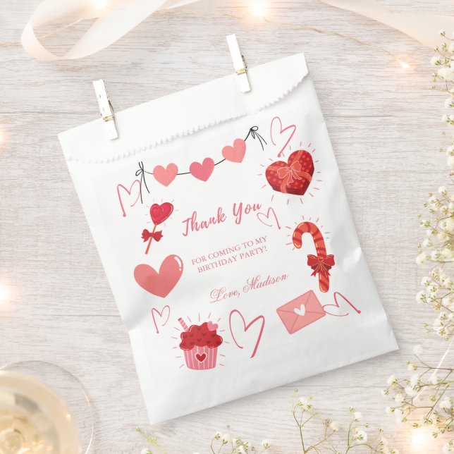 Bolsa De Papel Valentine Heart Birthday Party gracias (Cortado)
