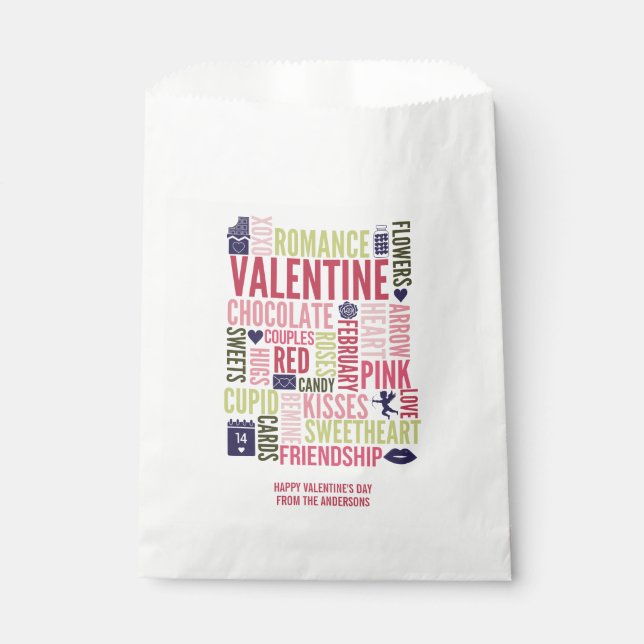 Bolsa De Papel Valentine Words El día de San Valentín Favor Bag (Anverso)