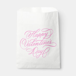 Bolsa De Papel Valentines Day Elegant Pink Calligraphy 