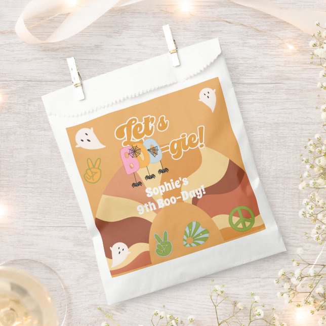 Bolsa De Papel Vamos a boo-gie halloween retro niños cumpleaños (Cortado)