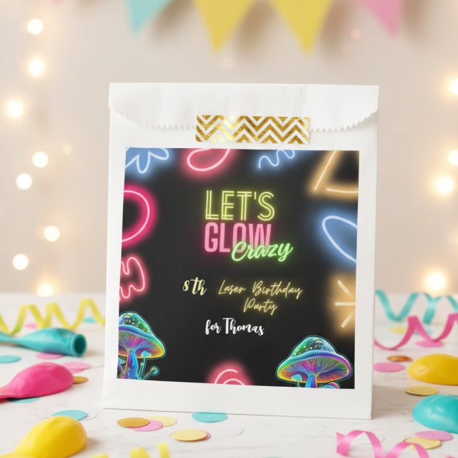 Bolsa De Papel Vamos a brillar loco neón fiesta láser de cumpleañ (Subido por el creador)