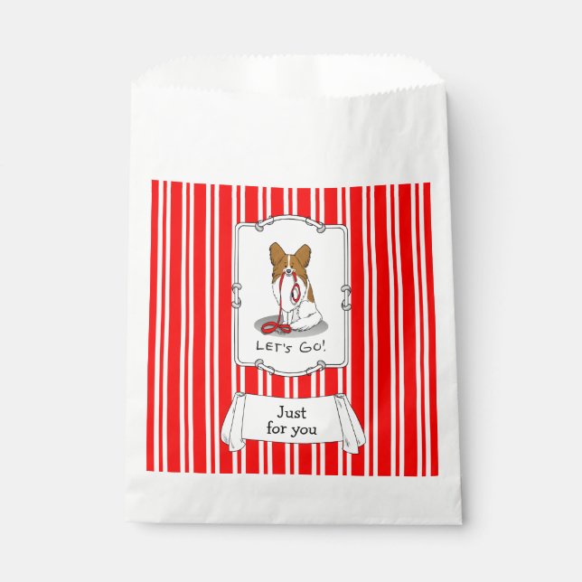 Bolsa De Papel ¡Vamos! (paseo) Papillon (blanco y rojo) Perro Cut (Anverso)