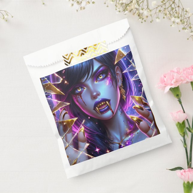 Bolsa De Papel Vampiro con ojos de oro y dientes Halloween (Sellado)