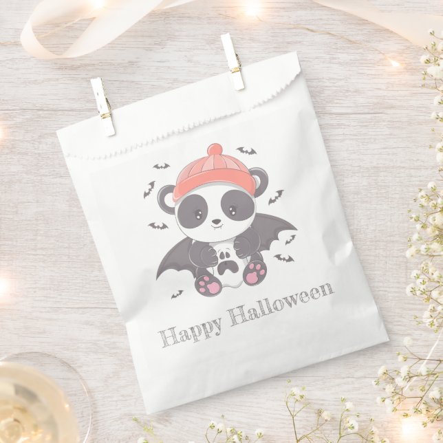 Bolsa De Papel Vampiro Panda Bats Fantasma Feliz Halloween (Cortado)