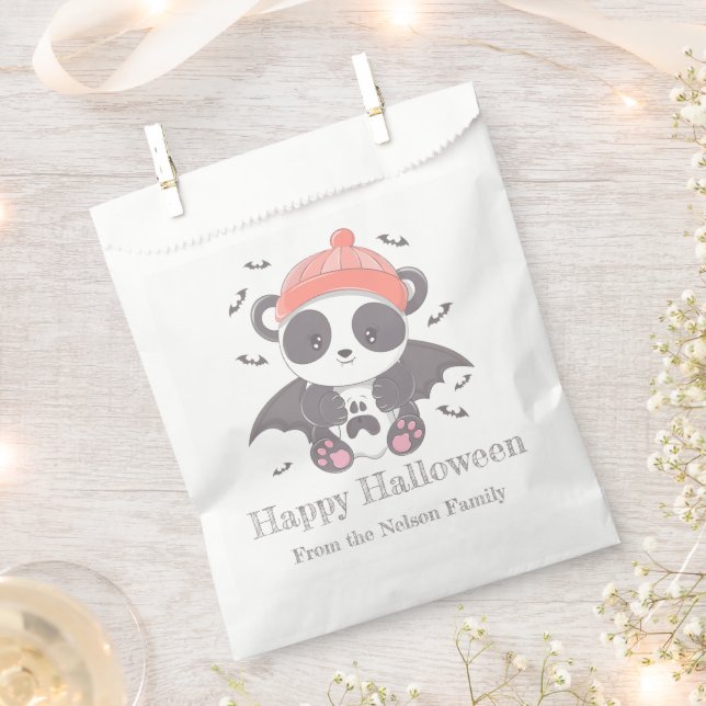 Bolsa De Papel Vampiro Panda Bats Fantasma Feliz Halloween (Cortado)