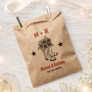 Bolsa De Papel Vaquero floral bota a Boda Rústico del país occide