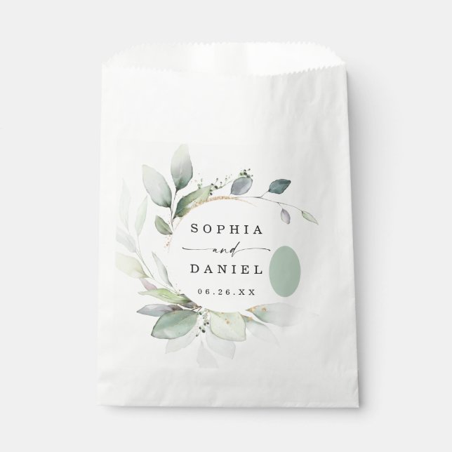 Bolsa De Papel Vegetación de color de agua favorece la boda (Anverso)