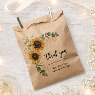 Bolsa De Papel Vegetación floral Sunflower Script Bridal Shower