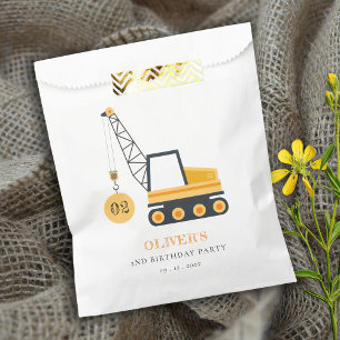 Bolsa De Papel Vehículo Cute Construction Crane Cualquier Cumple