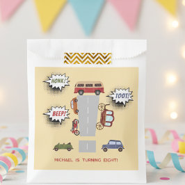 Bolsa De Papel Vehículos retro de pitido de hongos cumpleaños cum