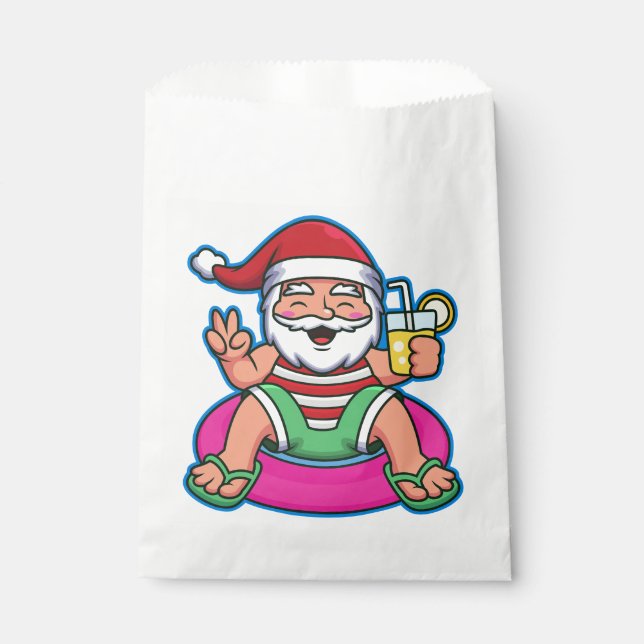 Bolsa De Papel verano de pool santa claus navidades divertidas (Anverso)