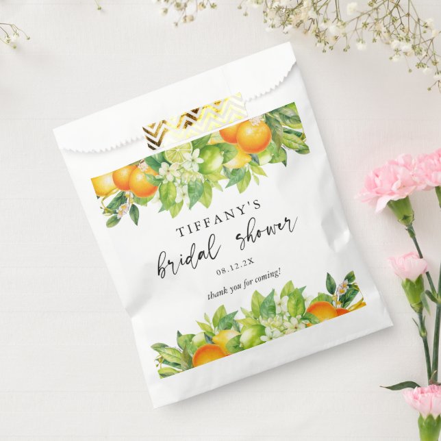 Bolsa De Papel Verano Naranja Lemon Citrus Bridal Shower Gracias (Sellado)