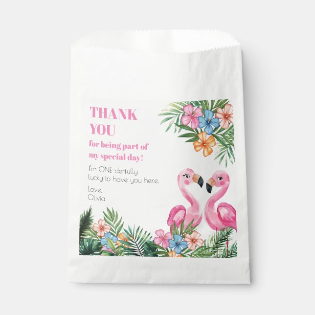 Bolsa De Papel Verano tropical Flamingo Onederland 1er cumpleaños (Anverso)