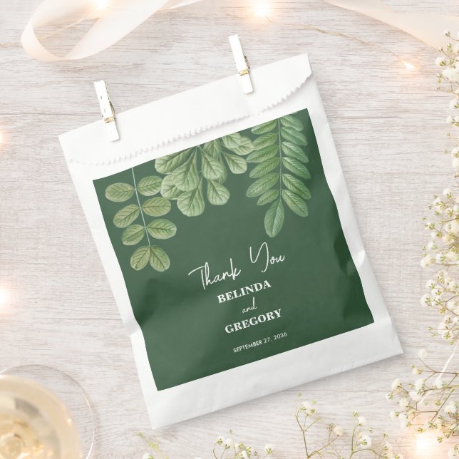 Bolsa De Papel Verde acuático moderno Boda verde esmeralda (Cortado)