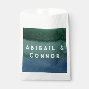 Bolsa De Papel Verde azulado azul Minimalista moderno