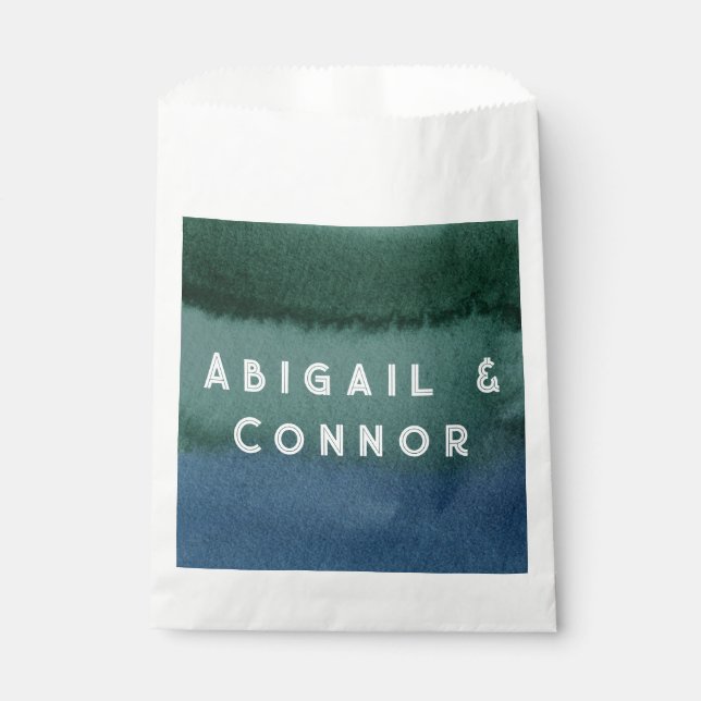 Bolsa De Papel Verde azulado azul Minimalista moderno (Anverso)