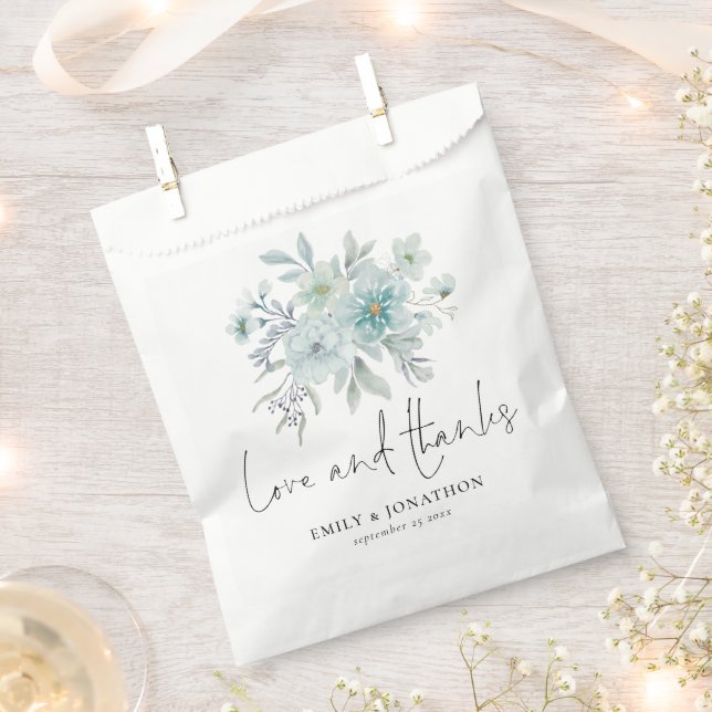 Bolsa De Papel Verde azulado Mar Azul Mist Floral Boda Amor Graci (Cortado)