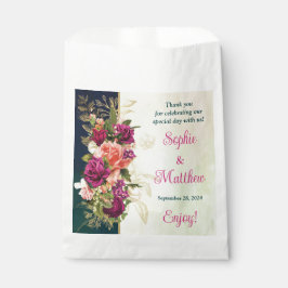 Bolsa De Papel Verde azulado, naval, verde, oro audaz Boda de Flo