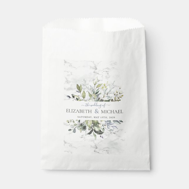 Bolsa De Papel Verde de eucalipto azul polvoriento Botánico Mármo (Anverso)