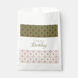 Bolsa De Papel Verde olivo con patrón de Borgoña